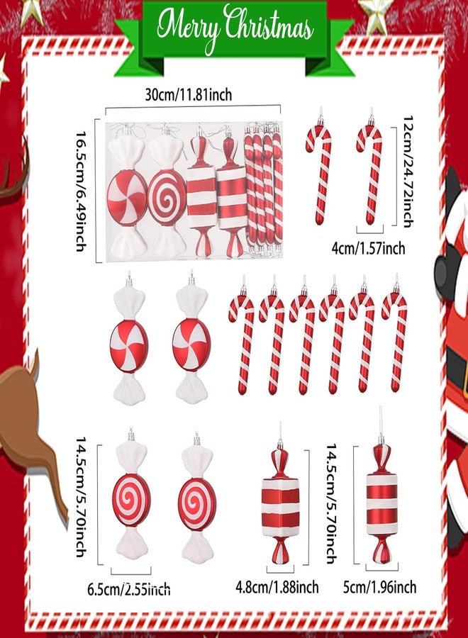 Tesochye 14Pcs Christmas Hanging Candy Ball Ornaments Red White Candy Cane Pendant for Home Party Christmas Tree Decorations Xmas Indoor Outdoor Party Decoration - Image 2